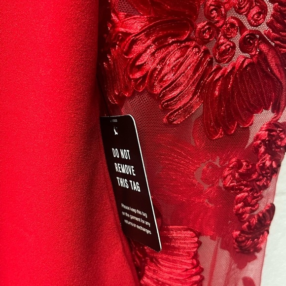 Express Red Bodysuit with Floral Lace Sleeves. Size XS - Picture 4 of 6
